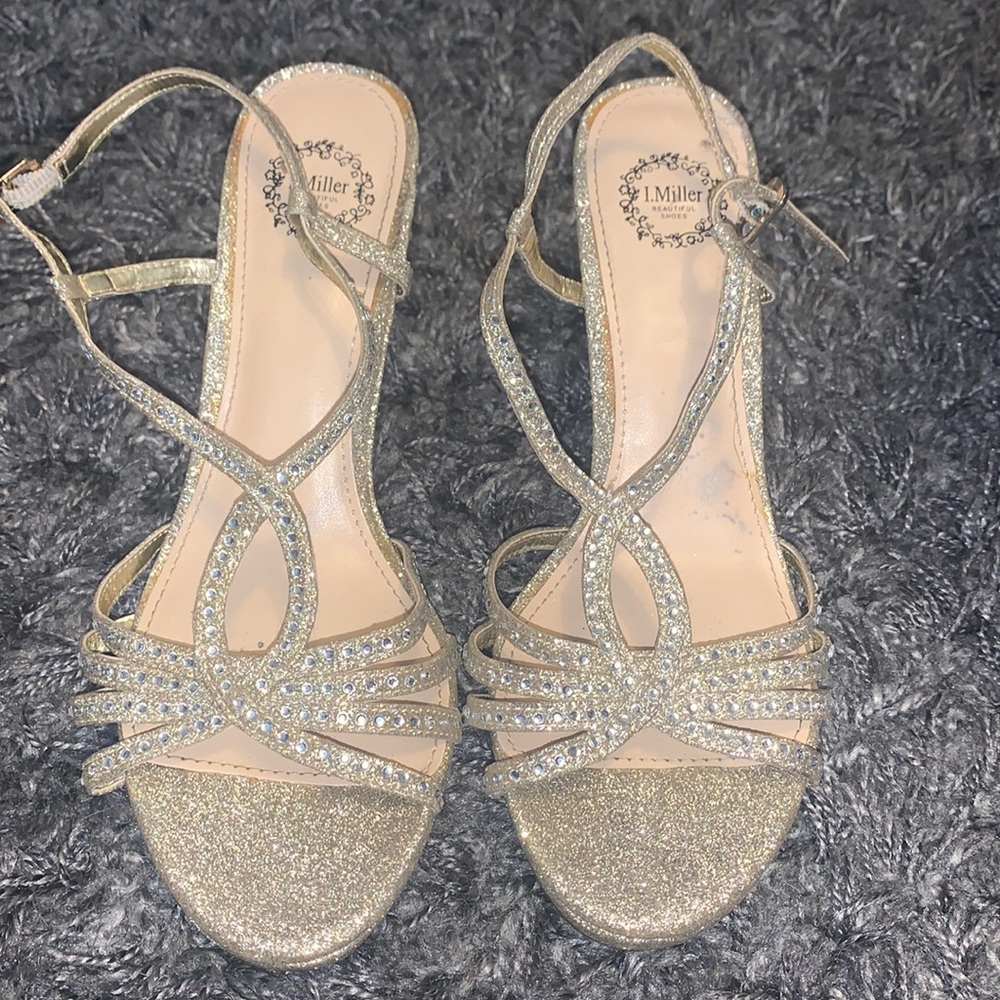 Gold sparkly heels
